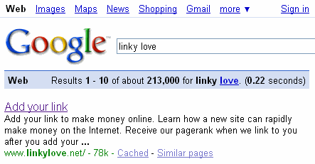 linky love ranking high in search engines